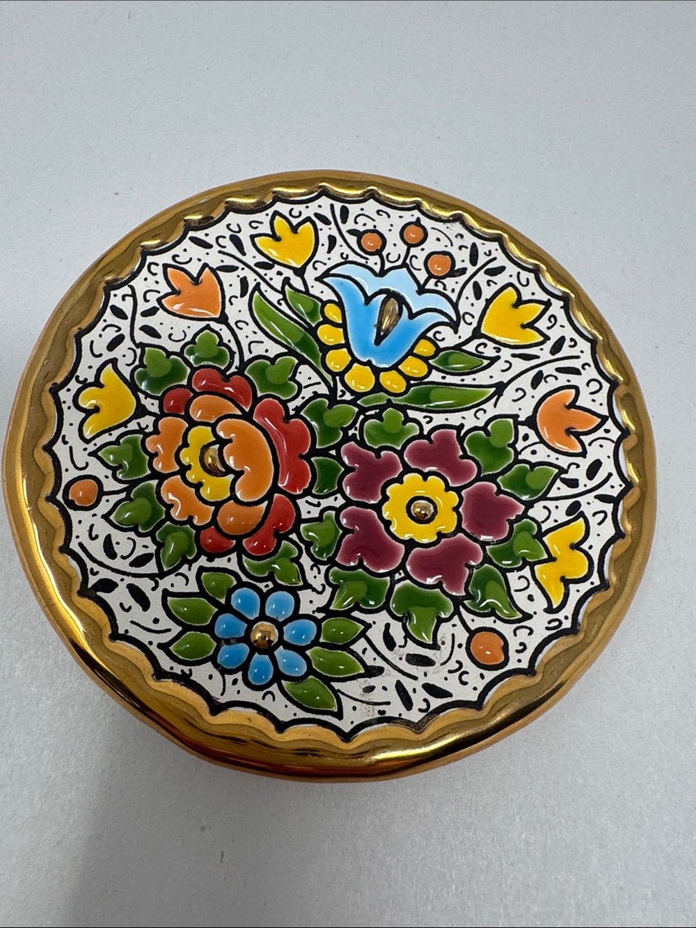 CEARCO PINTADO A MANO 24 K MINI PLATE WALL HANGING MADE IN SPAIN FLORAL